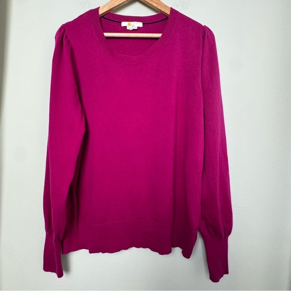 Boden Antonia Wool Blend Puff Sleeve Crewneck Sweater in Raspberry Size 16 - Picture 3 of 12
